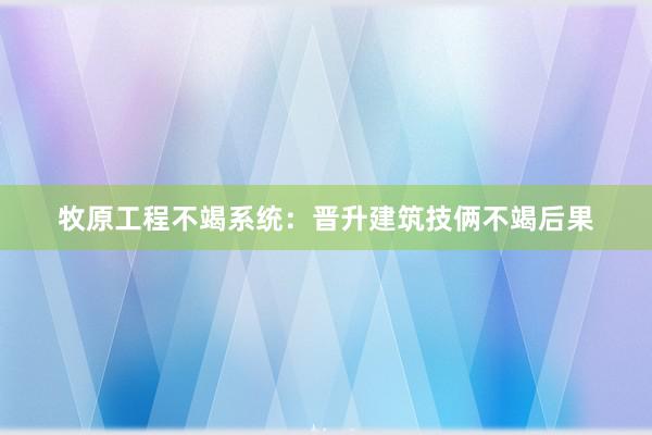 牧原工程不竭系统：晋升建筑技俩不竭后果