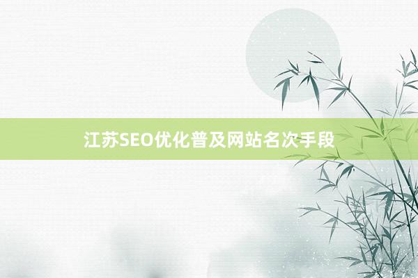 江苏SEO优化普及网站名次手段